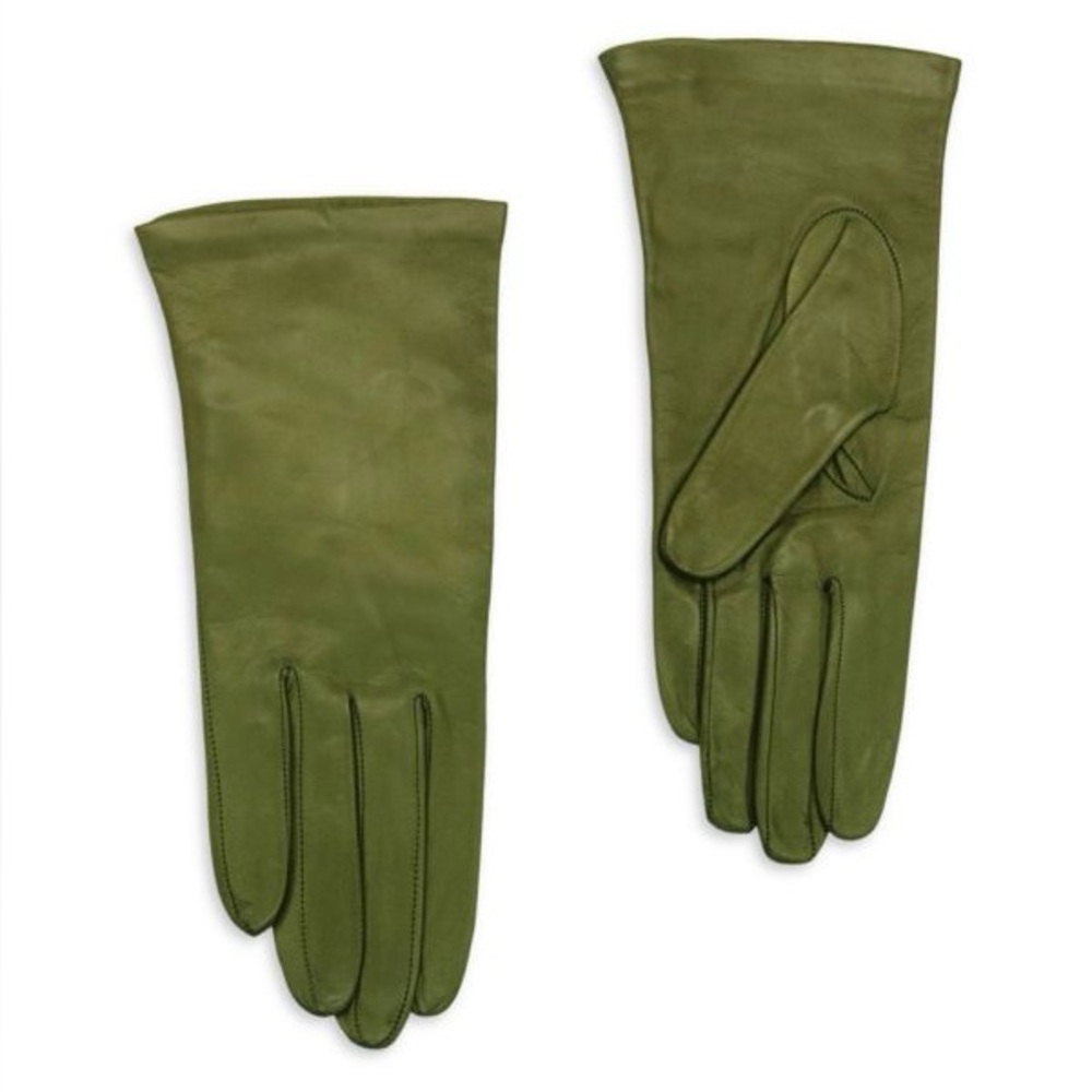 Portolano Classic Silk Lined Leather Gloves in Moss